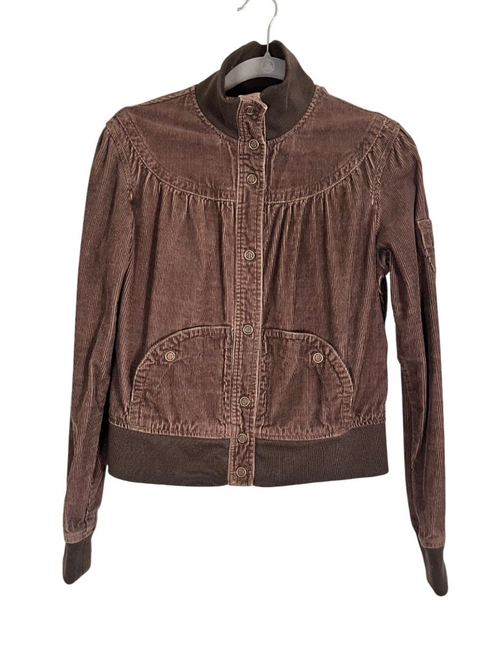Neutral Corduroy Bomber Jacket Brown L Retro Y2K Moto Boho Festival Heritage 80s